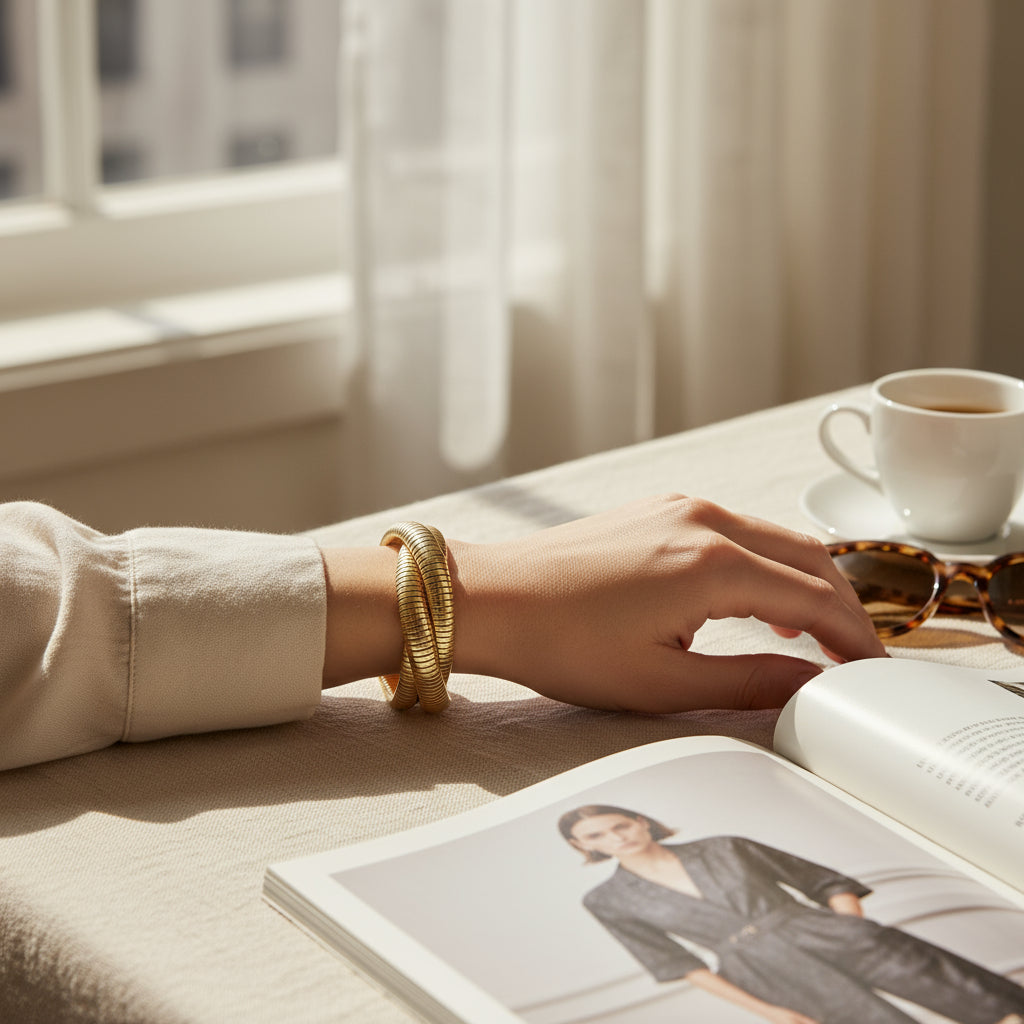 Triple Coil: 18K Gold Snake Wrap Bracelet