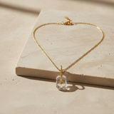 Starlit Prism: 18K Gold Rectangle Pendant Necklace
