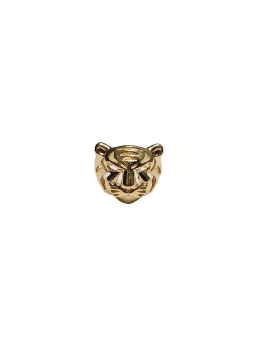 Gilded Tiger: 18K Mask Statement Ring