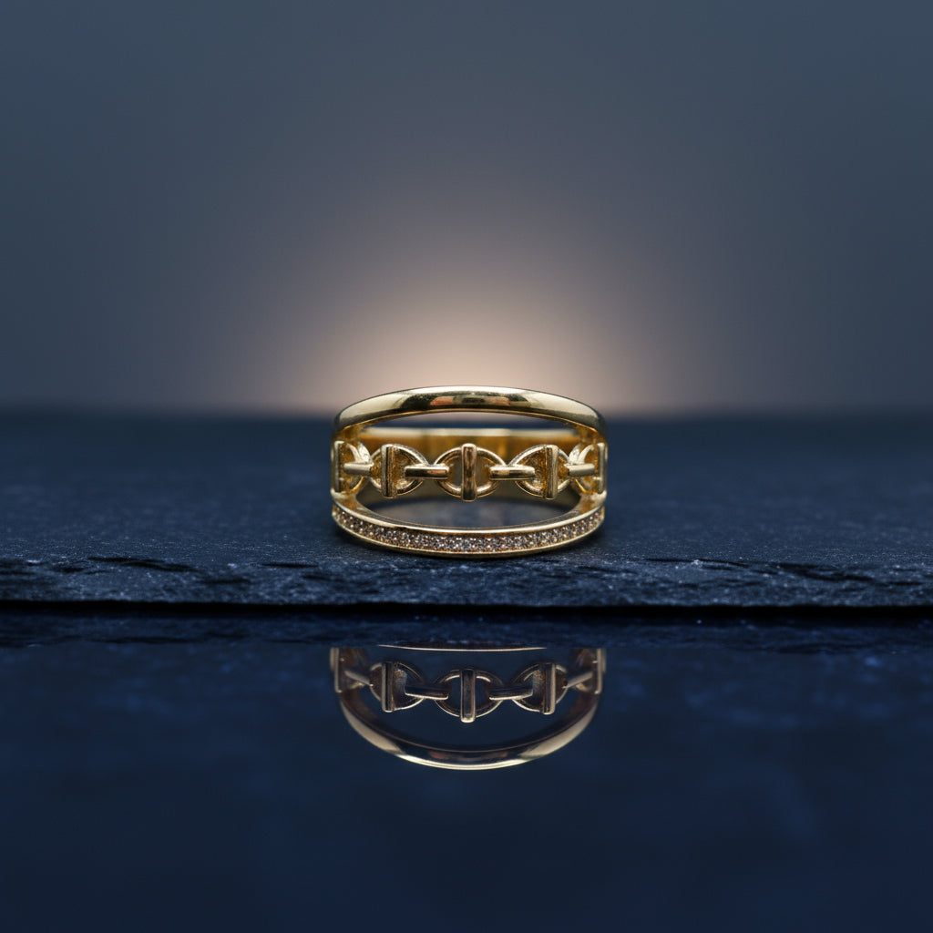 Linked Luxe: 18K CZ Adjustable Ring