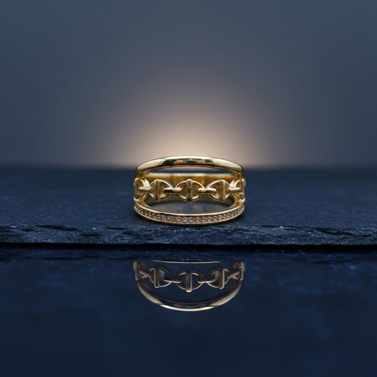 Linked Luxe: 18K CZ Adjustable Ring