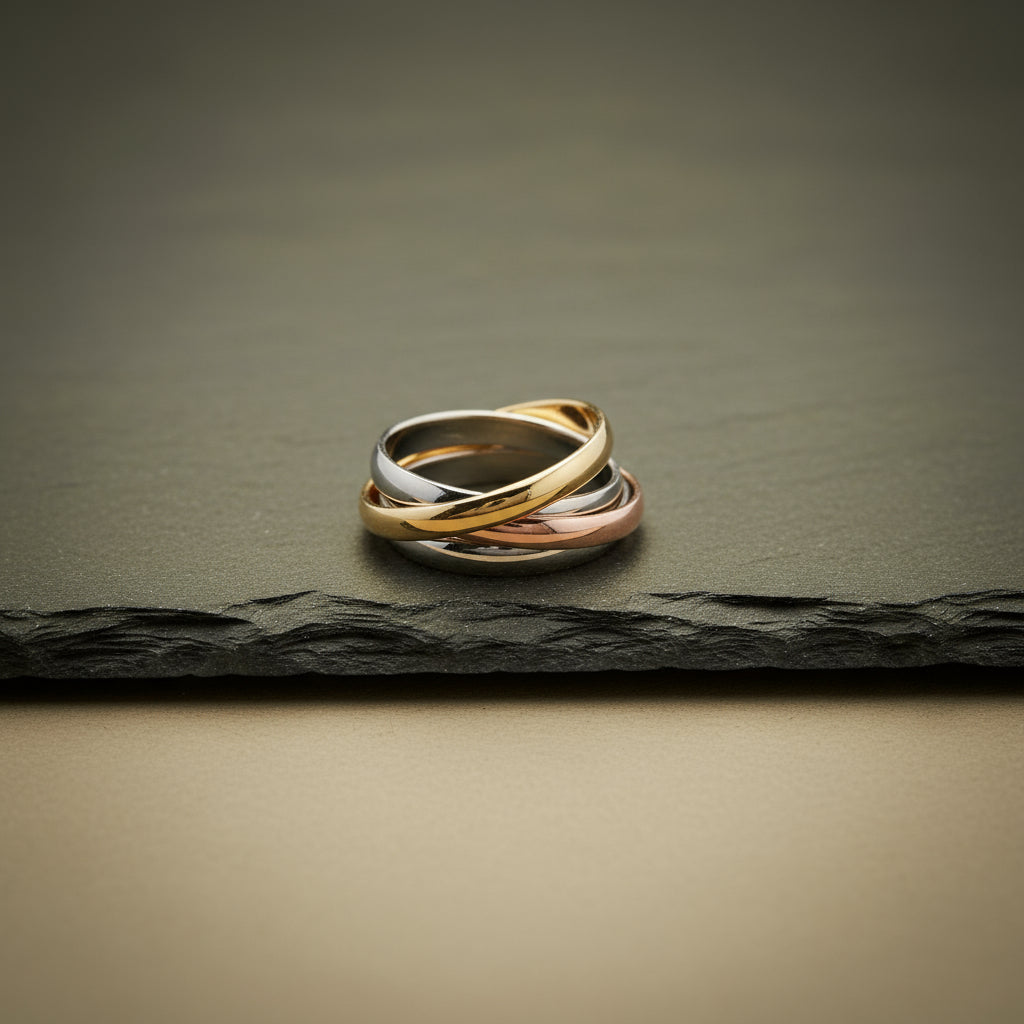 Trinity Glow: 3-Tone Band Ring