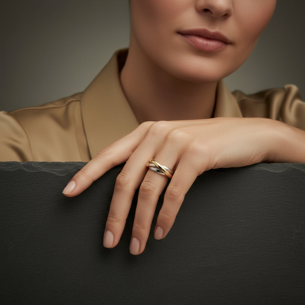 Trinity Glow: 3-Tone Band Ring