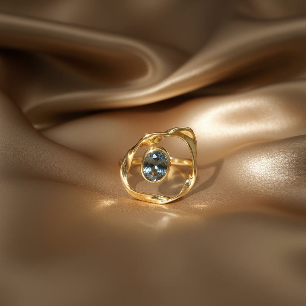 Midnight Orbit: Jet-Black Oval Ring