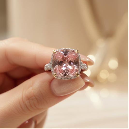 Blush Brilliance: Pink Solitaire Ring