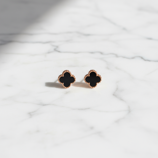 Noir Clover Enamel Studs