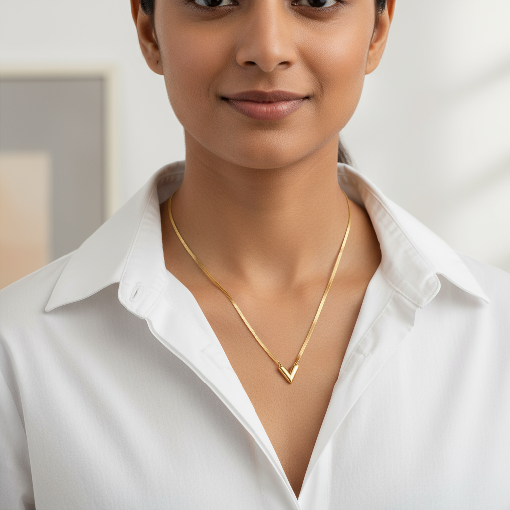 Golden Chevron V Necklace