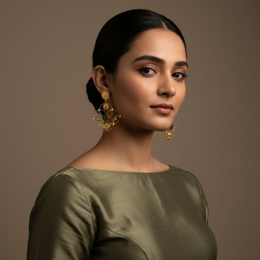 Golden Bee & Bloom Earrings