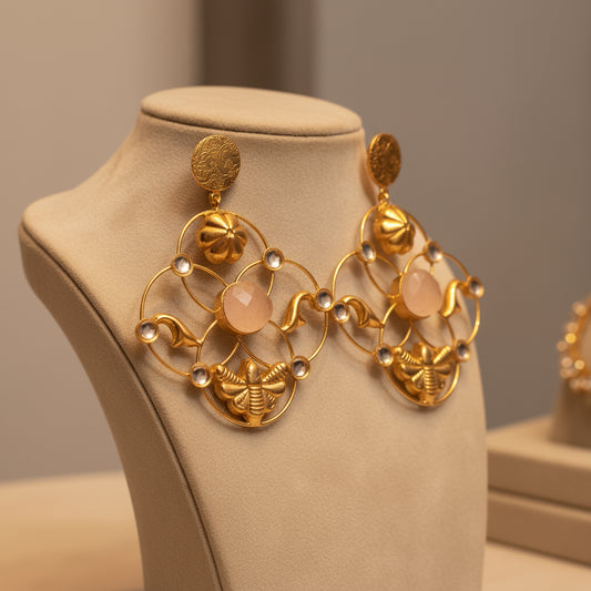Golden Bee & Bloom Earrings