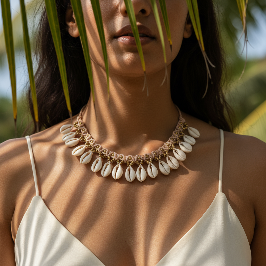 Tidal Halo: Luxe Cowrie Flexi-Fit Necklace