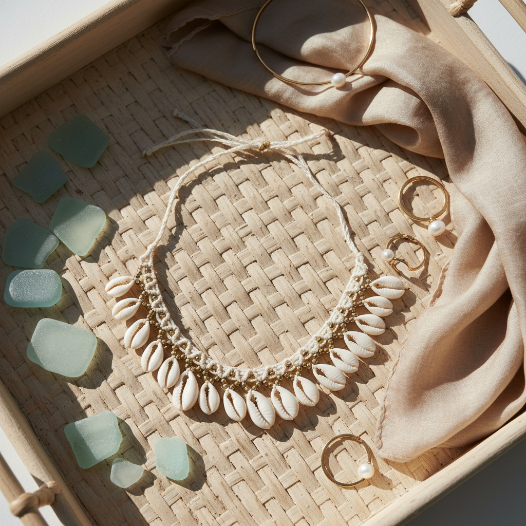 Tidal Halo: Luxe Cowrie Flexi-Fit Necklace