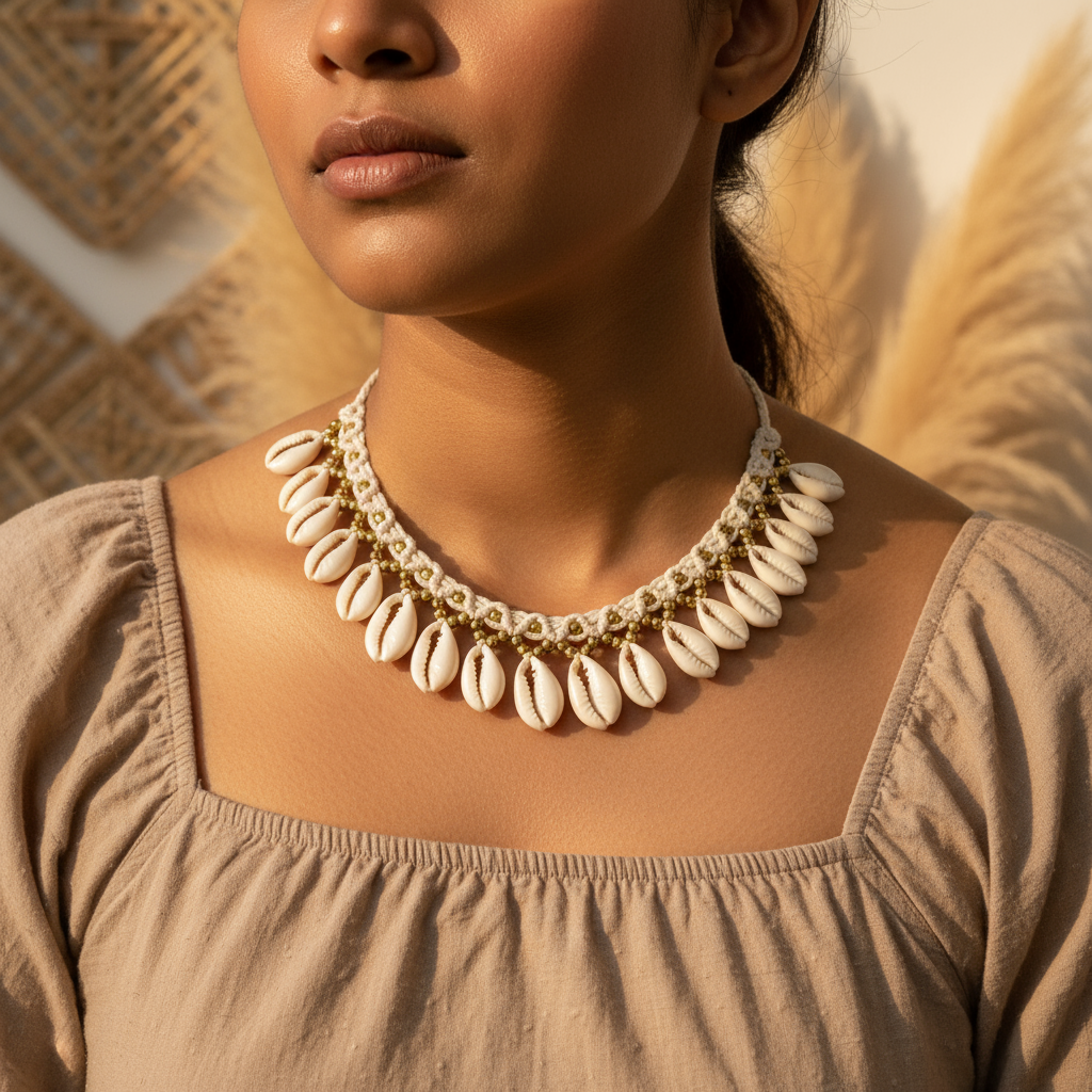 Tidal Halo: Luxe Cowrie Flexi-Fit Necklace