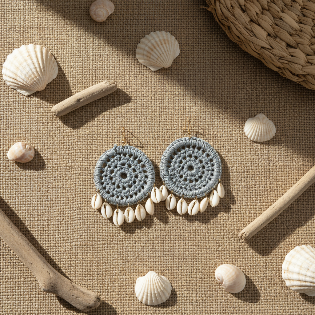 Seabreeze Luxe: Crochet Cowrie Comfort Drops