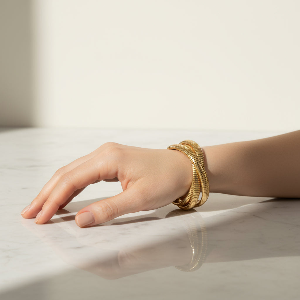 Triple Coil: 18K Gold Snake Wrap Bracelet