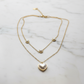 Lustre Love: 18K Gold Dual-Layer Heart Pearl Necklace