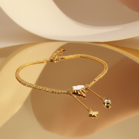 SkyGlow: 18K Cloud & Star Necklace