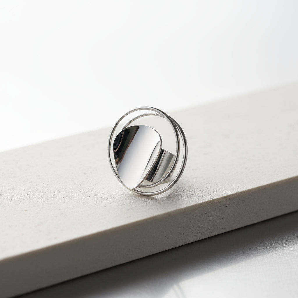 Silver Orbit: Geometric Layer Ring