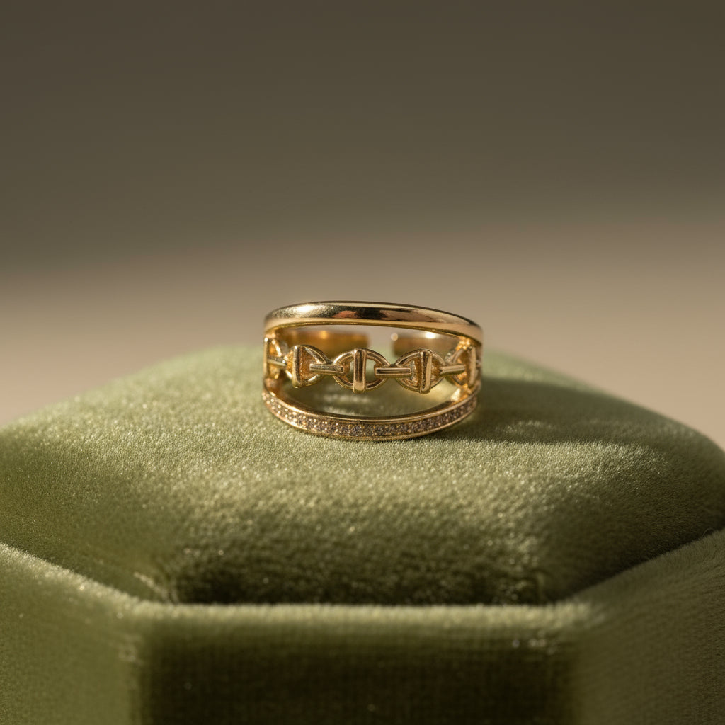 Linked Luxe: 18K CZ Adjustable Ring