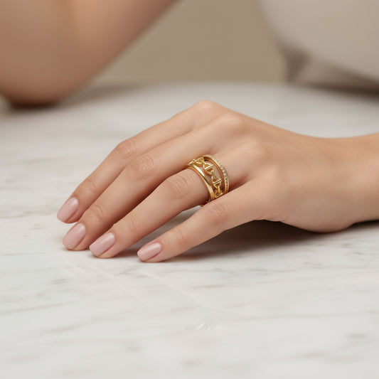 Linked Luxe: 18K CZ Adjustable Ring