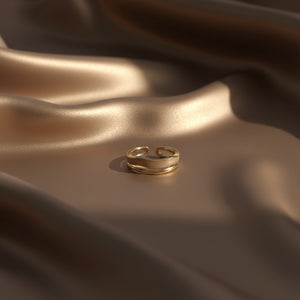 Ivory Wave Duo: 18K Enamel Open Ring