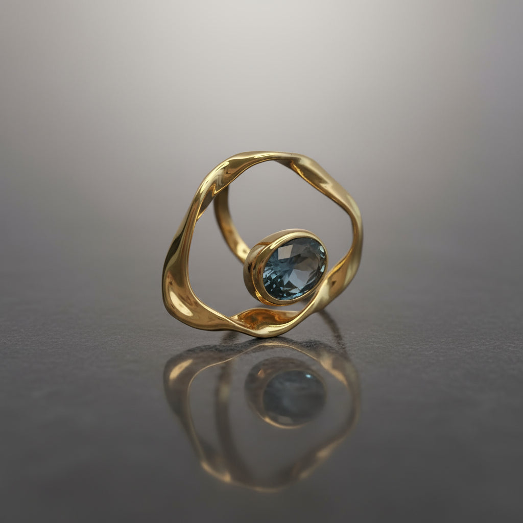 Midnight Orbit: Jet-Black Oval Ring