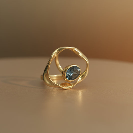 Midnight Orbit: Jet-Black Oval Ring