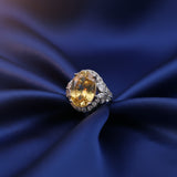 Sunlit Bloom: Oval CZ Flower Ring