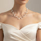 Silver Mist: Dual-Layer Pearl Long Necklace