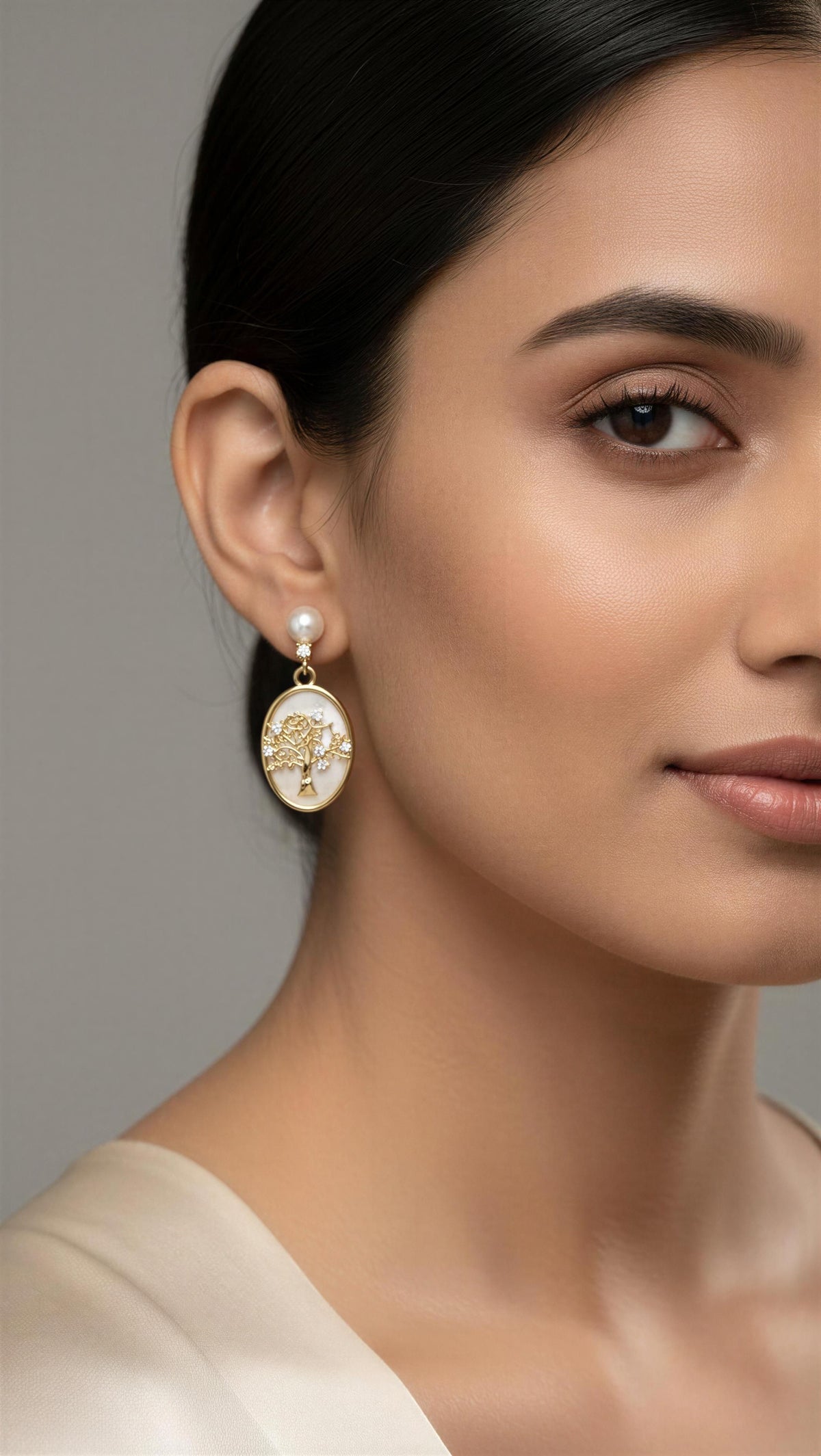 Golden Tree of Abundance Mother-of-Pearl Earrings