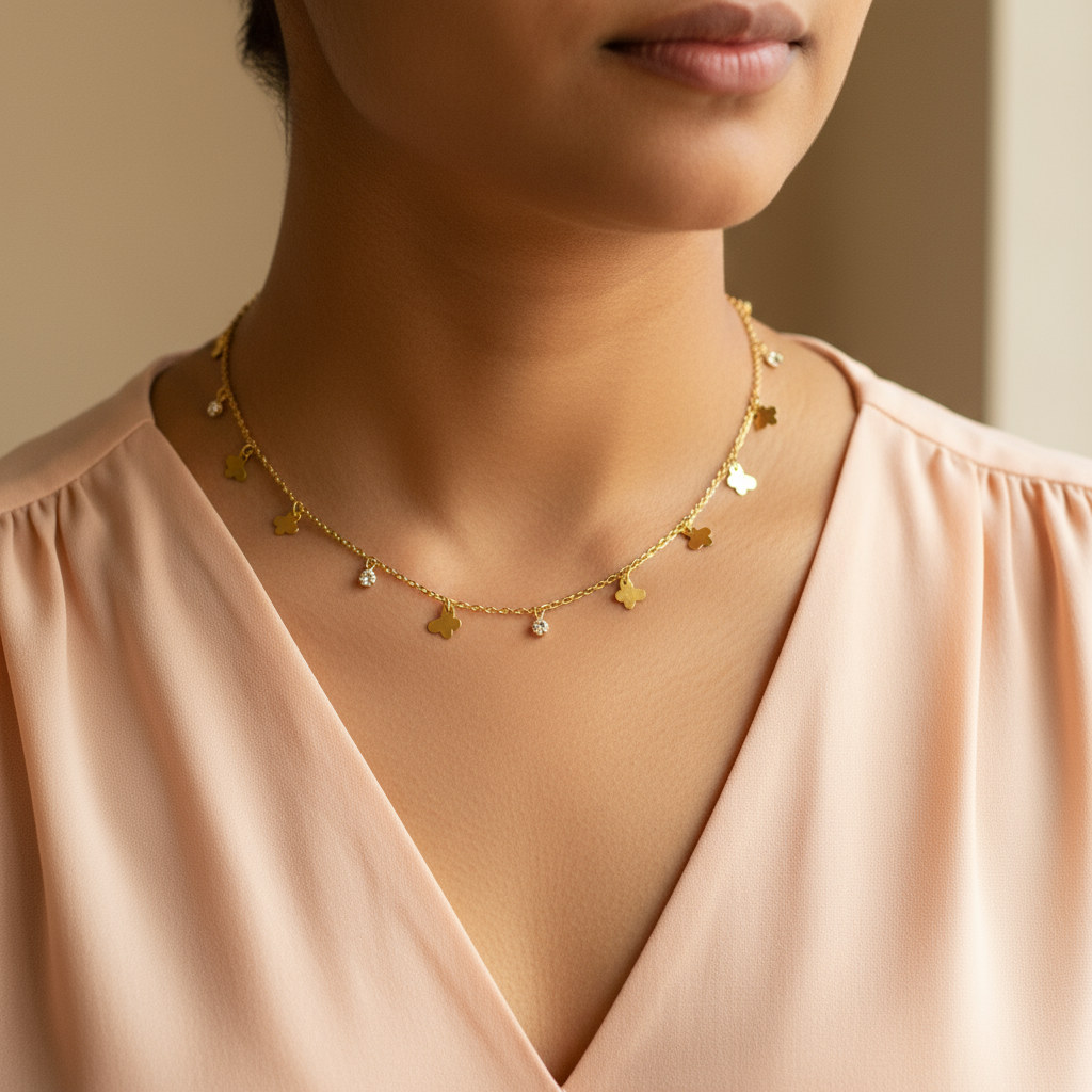 Clover Dainty Charm Necklace