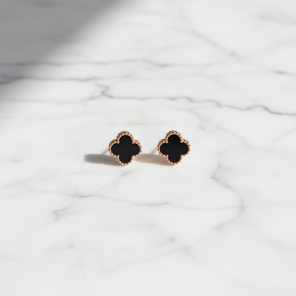 Noir Clover Enamel Studs