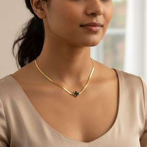 Midnight Clover Herringbone Necklace