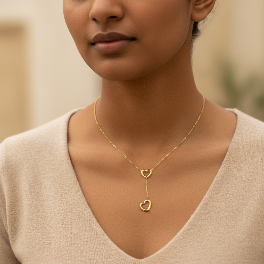 Linked Hearts Lariat Necklace