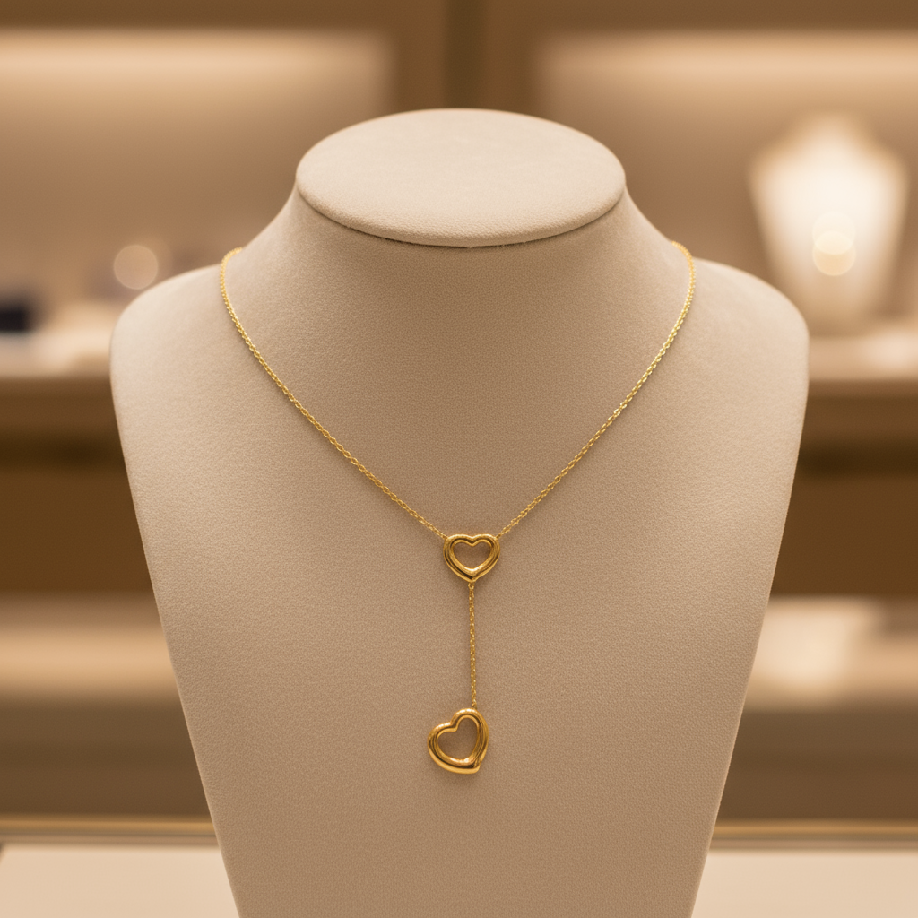 Linked Hearts Lariat Necklace