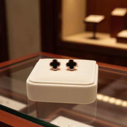 Noir Clover Mini Studs