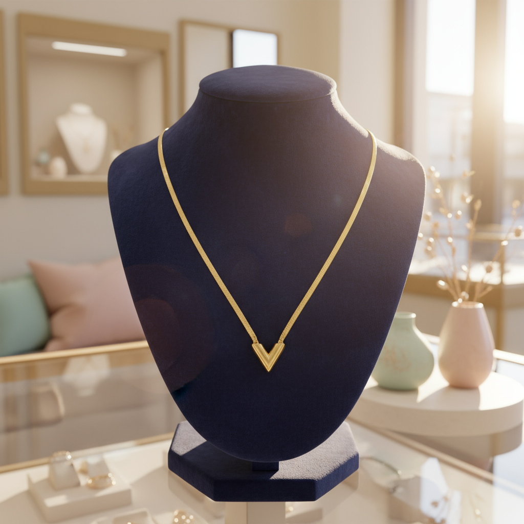 Golden Chevron V Necklace