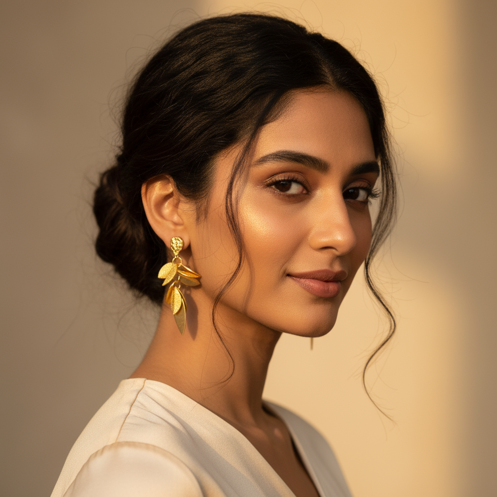 Gilded Leaf Cascade Earrings