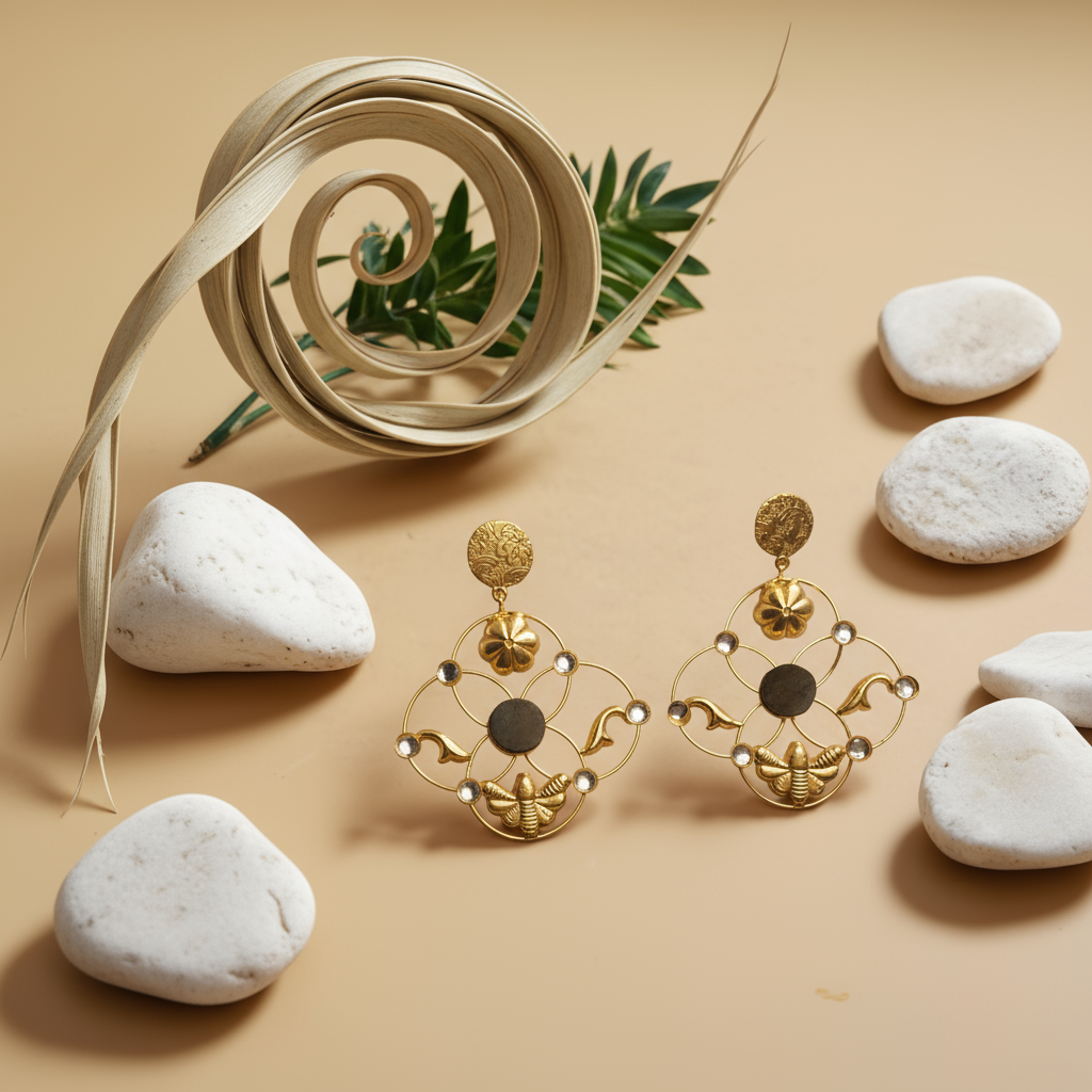 Golden Bee & Bloom  Earrings