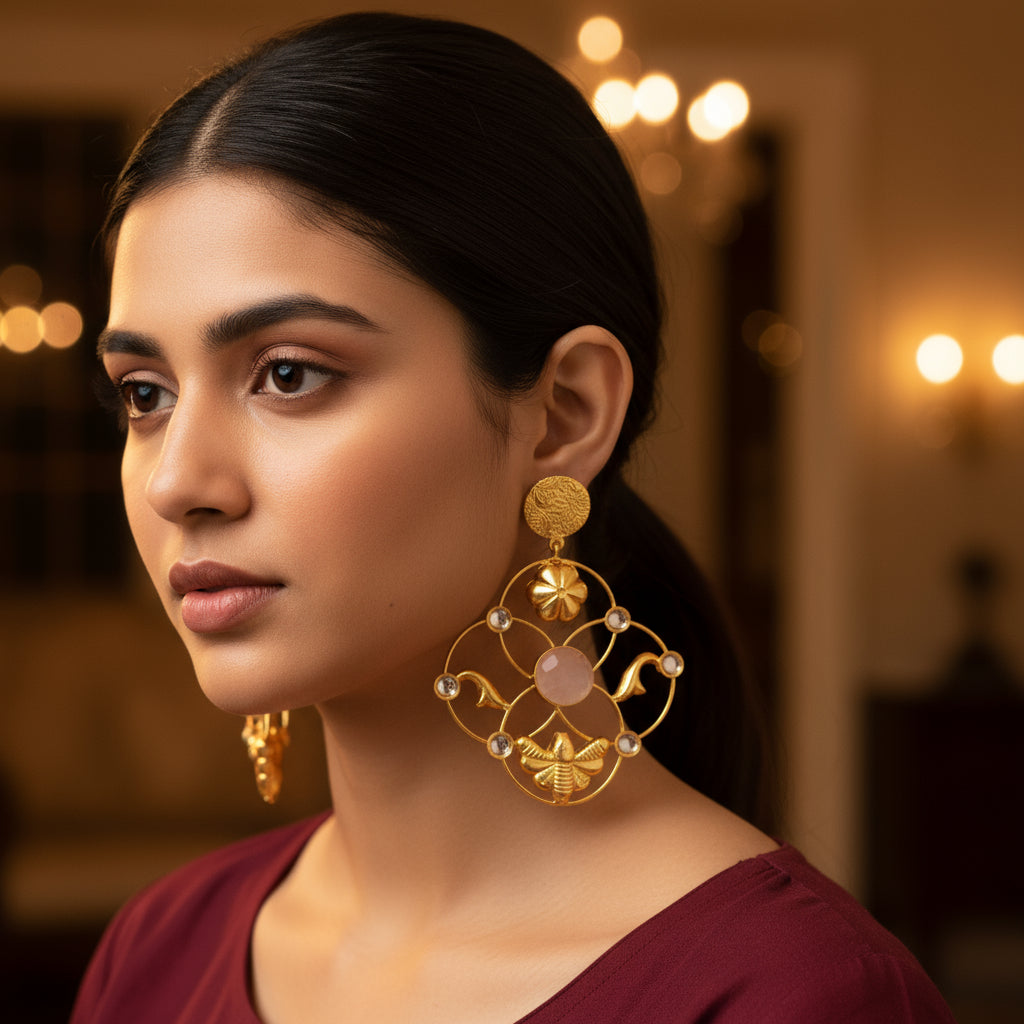 Golden Bee & Bloom  Earrings