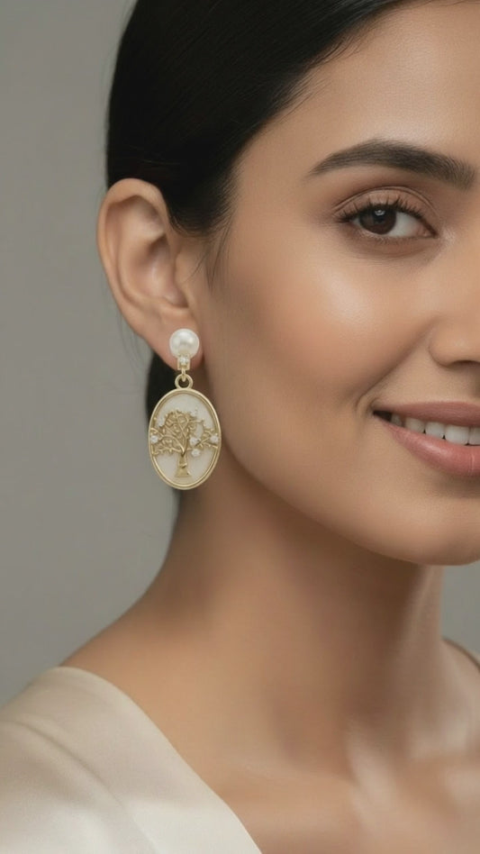Golden Tree of Abundance Mother-of-Pearl Earrings