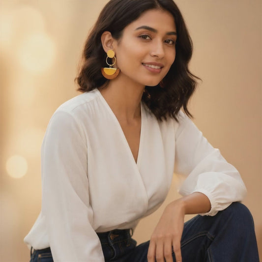 Aurelia  & Wood  Geometric Statement Earrings